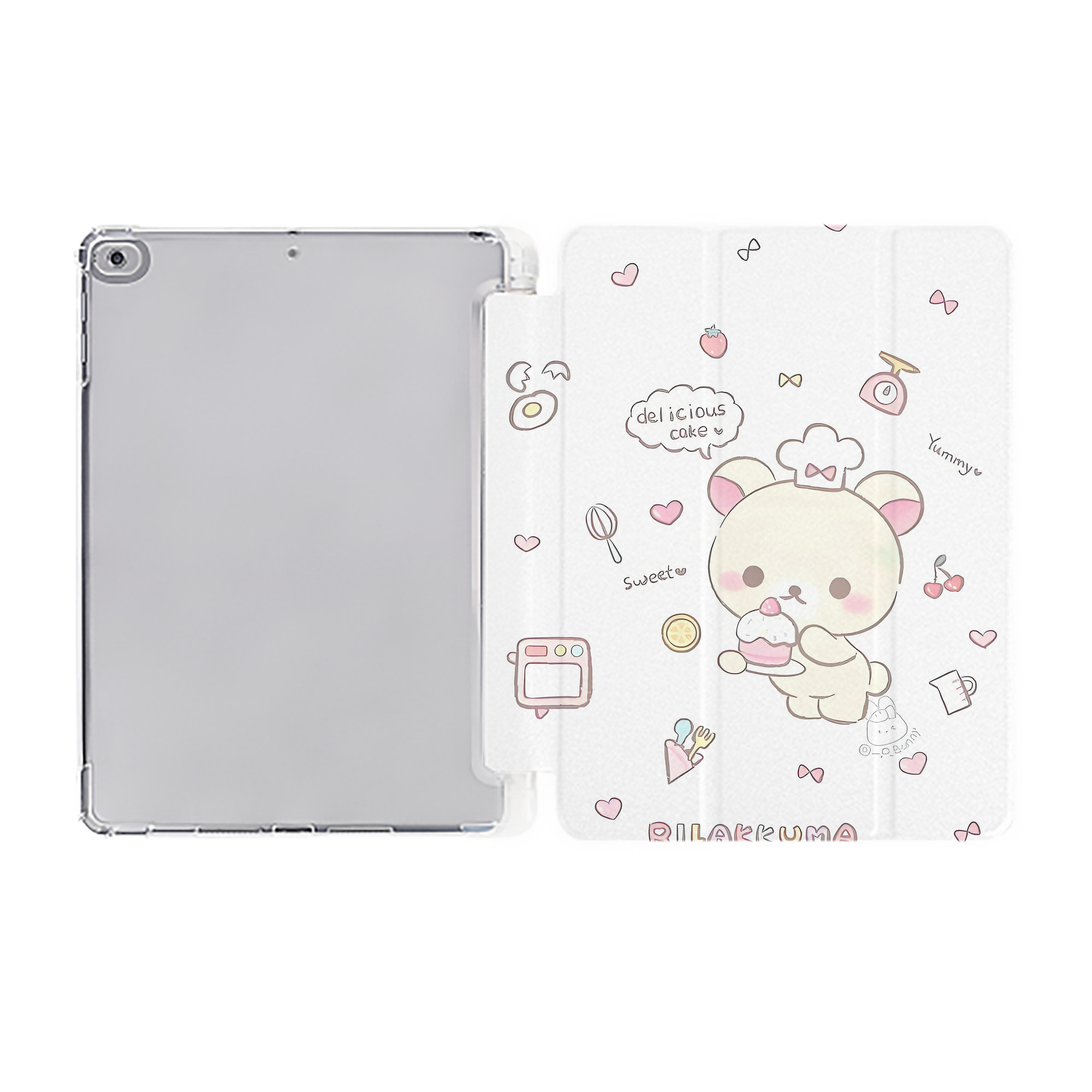 （画像用） リラックマ リラックマ キイロイトリ Rilakkuma Korilakkuma Kiiroitori IPad ケース ペン収納付き 三つ折りスタンド PUレザー×シリコン 対応機種9.5/10.5/10.9インチ
